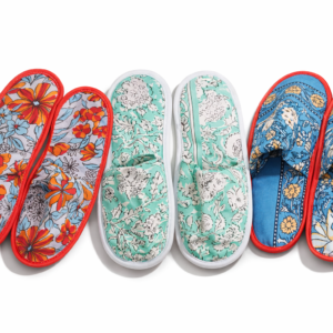 Holi special custom printed hotel slippers with floral design